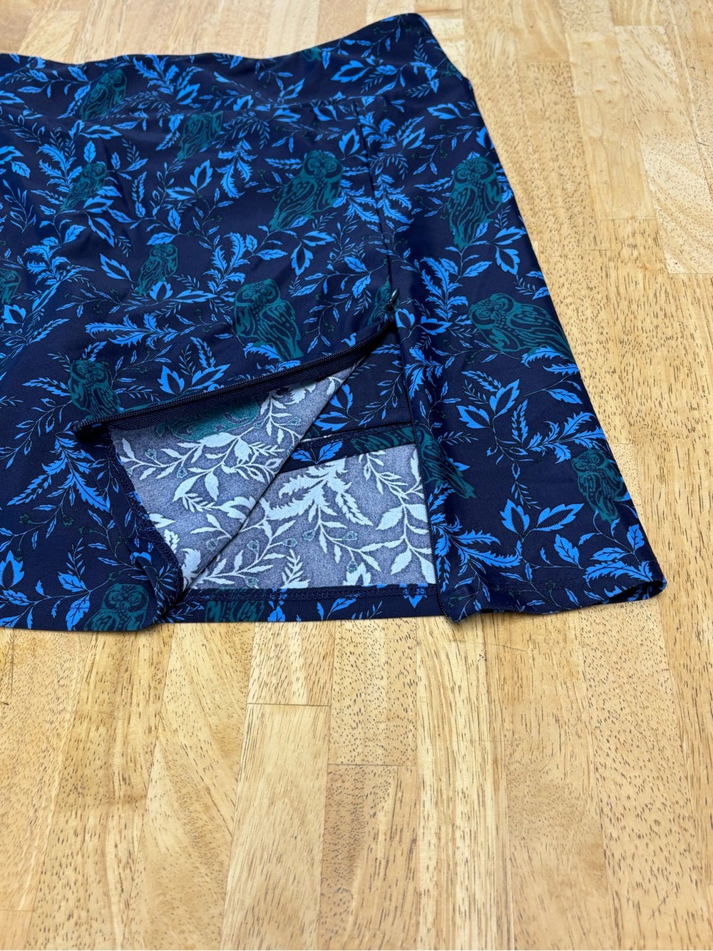 Jude Connally Morgan Skort Navy Teal Blue Owl Print Size M - Picture 4 of 6